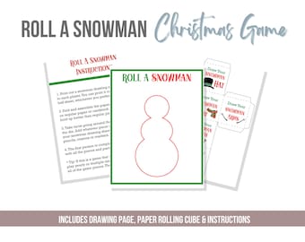 Roll A Snowman Christmas Game - Holiday Fun - Family Game Night - Printable Digital Download