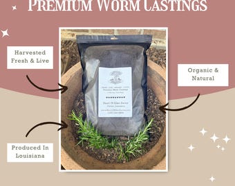 Live Organic Worm Castings Fertilizer | Fresh Harvested Vermicompost | Louisiana Made - Approx. 8 Lbs