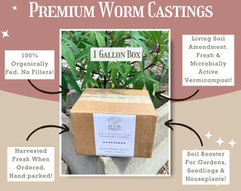 1 Gallon Organic Worm Castings | Live Soil Microbes, Fresh Harvested Compost Fertilizer