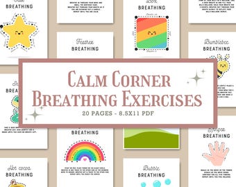 Calm Down Corner Breathing Cards Printable | Mindfulness Flashcards for Kids | Emotional Regulation Tools | SEL Calm Corner PDF
