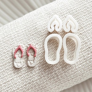Flip Flop Shaped Polymer Clay Cutter- Mirrored | Polymer Clay Cutter Set | 4 pieces | Summer Clay Cutter | Beach Cutter | sandal cutter