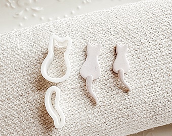Kitten with Tail Clay Shaped Polymer Clay Cutter | Abstract Cat Clay Cutter Set | 2 pcs