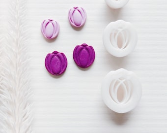 Tiny Tulip Flower Shaped Polymer Clay Cutter | Embossed Clay Cutter | Floral Clay Cutter | Canadian Clay Cutter | Stud Earring Cutter