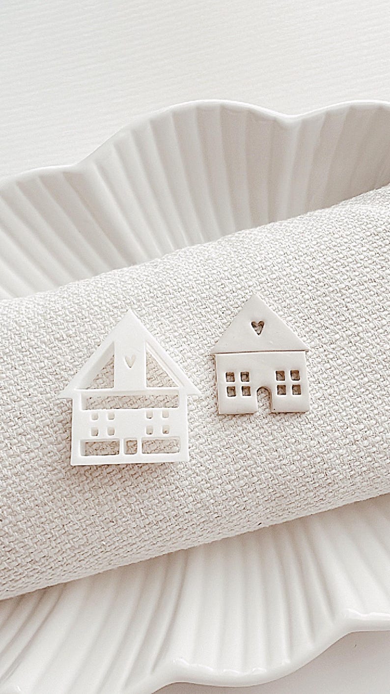 House Cutter Village Clay Cutter Trinket Cutter Boho Embossed Polymer