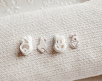 Bunny Butt Shaped Stud Polymer Clay Cutter  | Single or Set options