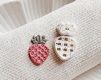 Strawberry Cutter Set | stackable design option | polymer clay cutter | Canadian made cutter