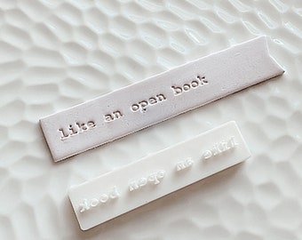 Bookmark Stamps Clay Cutters | Polymer clay stamps  | stamped book sayings | Canadian cutters and stamps