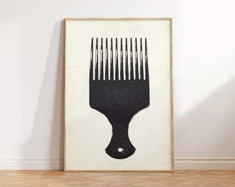 Afro Pick Print, African American Wall Art, Modern Wall Art, Black Art, Afro Art, Ethnic Wall Decor, Black Apartment Decor, Culture Art
