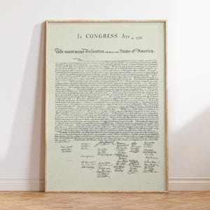Declaration of Independence Print, Culture Art, Vintage American Printable, Antique USA Wall Art, July 4th Decor, Independence Day Sign
