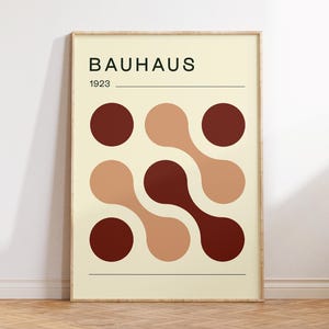 Impressão Bauhaus, pôster Bauhaus, arte geométrica, impressão neutra, decoração de apartamento moderno, arte minimalista, arte de parede abstrata, pôster de exposição