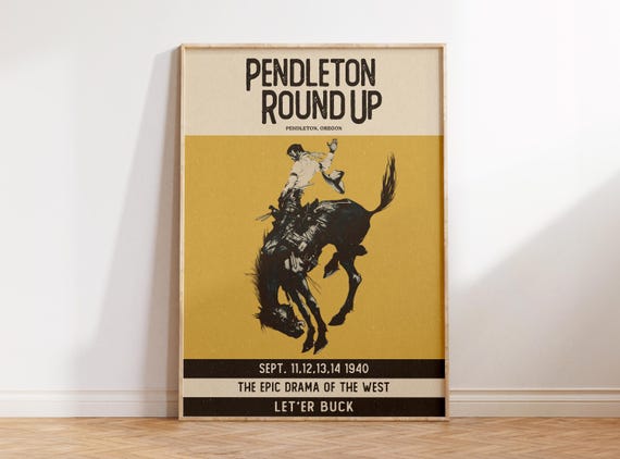 Pendleton Print, Western Wall Decor, Yellow Wall Art, Vintage Cowboy Art, Aesthetic Cowboy Print, Southwestern Poster, Retro Apartment Decor