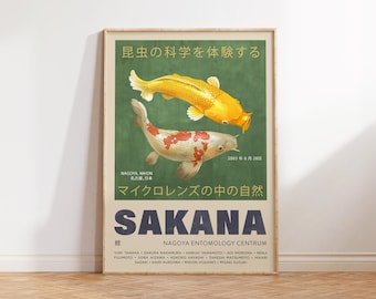 Koi Japanese Wall Art, Fish Wall Art, Japanese Exhibition Poster, Maximalist Decor, Animal Art, Japandi Apartment Decor, Housewarming Gift