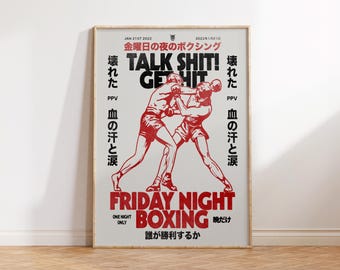 Retro Boxing Poster, Boxing Wall Art, Boxer Art, Gift for Boxer Fans, Boxing Memorabilia, Sports Decor, Japanese Wall Art, Japanese Art