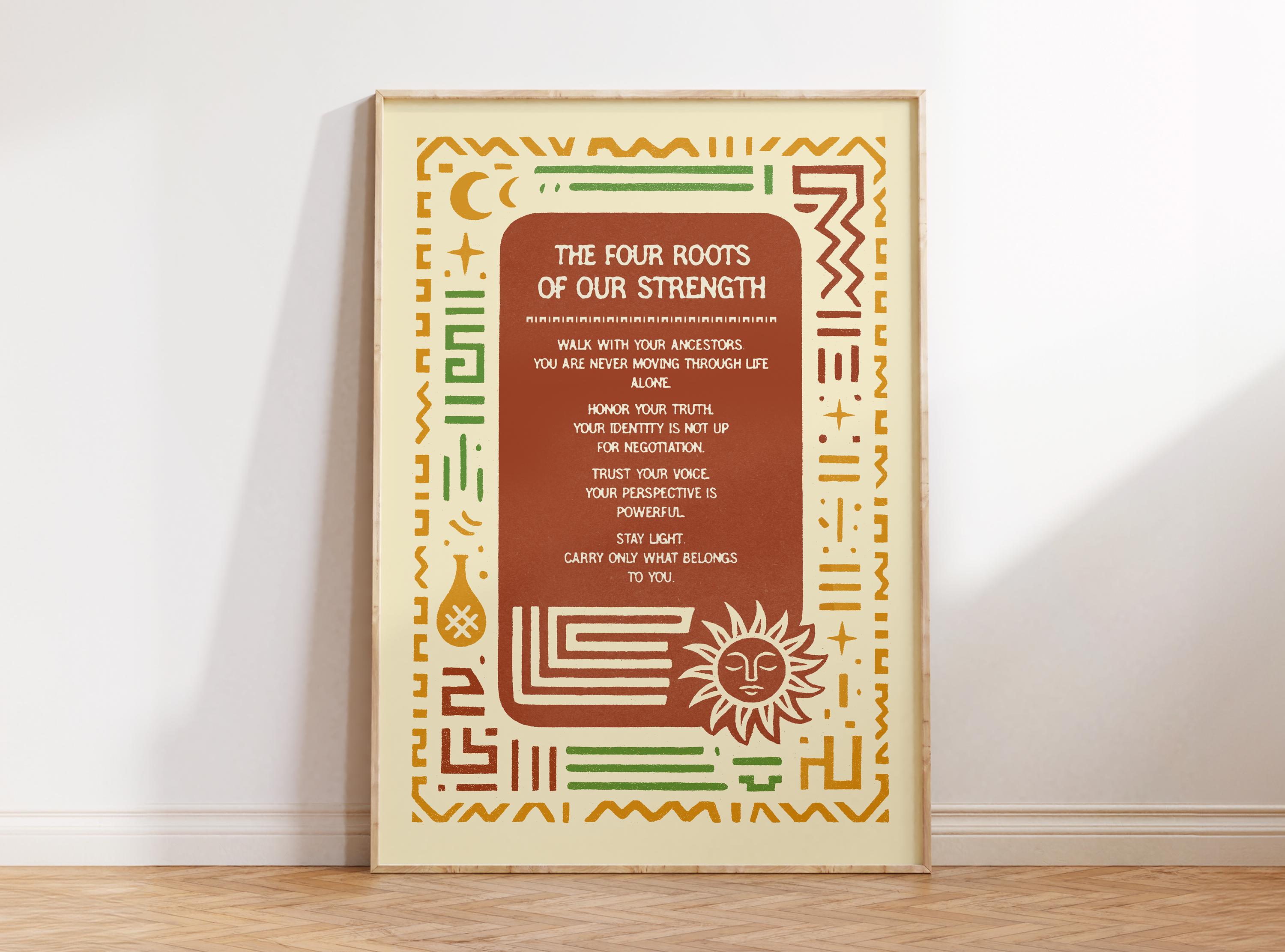 4 Roots Training Four Roots Poster, African American Wall Art, Modern Black Art, Afro ...