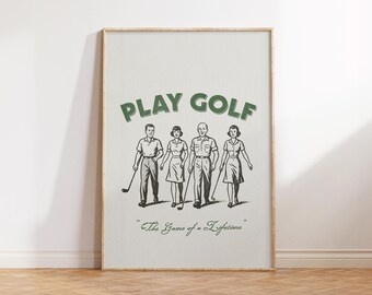 Retro Golf Wall Art, Game of A Lifetime, Vintage Golf Print, Golf Poster, Golf Art, Gift for Golf Fans, Golf Memorabilia, Sports Decor