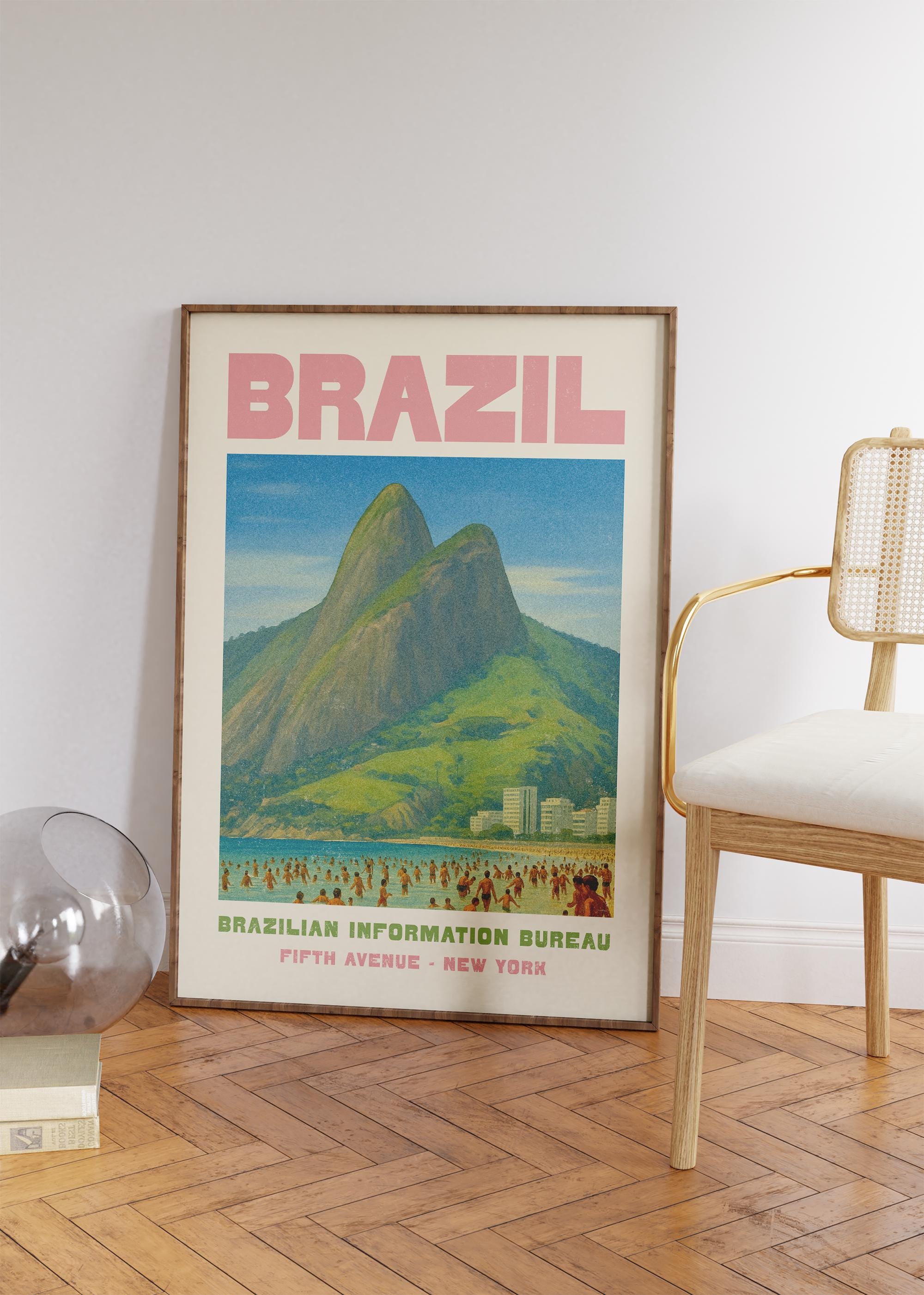 Retro Brazil Poster, Brazil Art, Brazilian Pride, Colorful Wall
