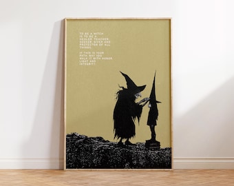 Arte mural "Ser bruja", literatura de brujas, decoración de brujas, arte divertido de brujas, regalos de brujas, lámina de bruja, malvada, imprimible de brujas, decoración de pared oscura