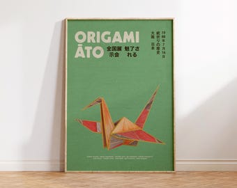 Japanese Wall Art, Origami Art, Japanese Exhibition Poster, Japandi Apartment Decor, Japanese Minimal Art, Trendy Poster, Origami Wall Art
