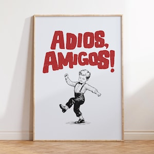Adios Amigosウォールアート、レトロなメキシカンウォールデコレーション、プレッピーなアパートメントデコレーション、面白いリビングルームウォールアート、ヴィンテージオフィスアートポスター