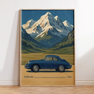 Retro Porsche Wandkunst, Vintage Auto Wandkunst, Coole Wohnung Dekor, Trendiges Automobile Poster, Retro Sportwagen Wanddekoration, klassischer Porsche
