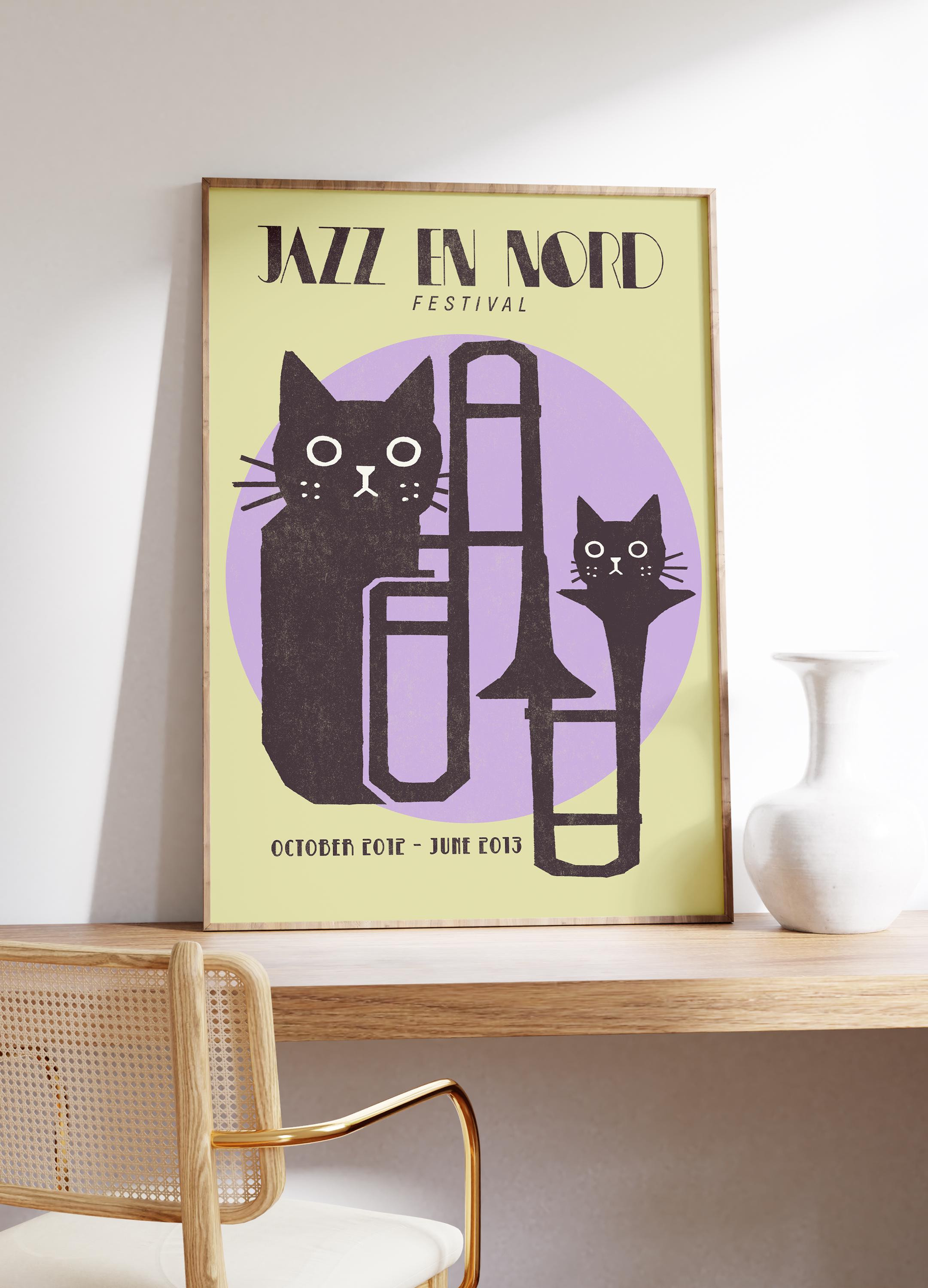 Jazz Cat Wall Art, Dopamine Music Wall Art, Retro Music Poster