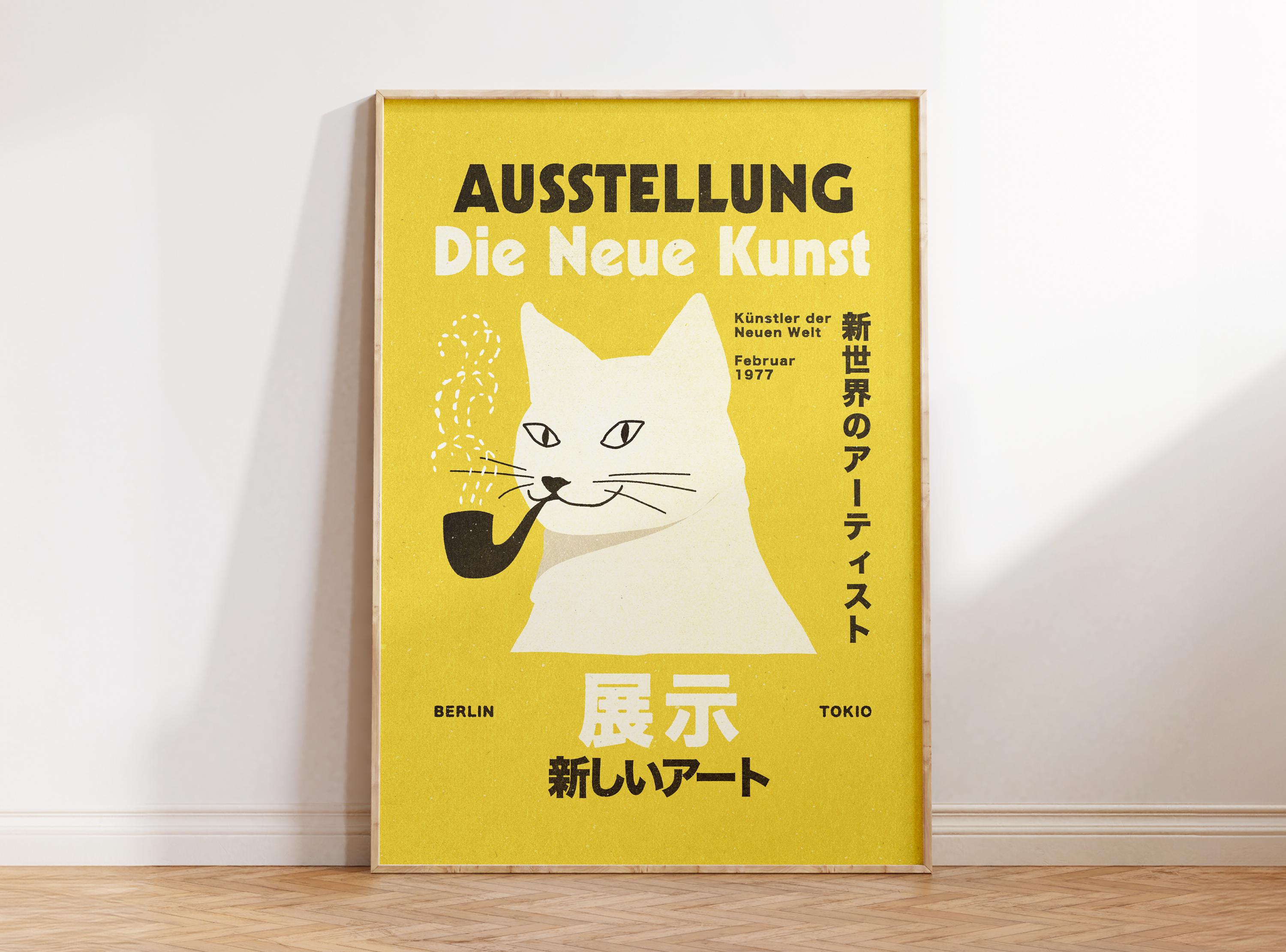 Domestic cat/フンデルトヴァッサー/ポスター Berlin Tokyo Wall Art, German Japanese Exhibition Poster