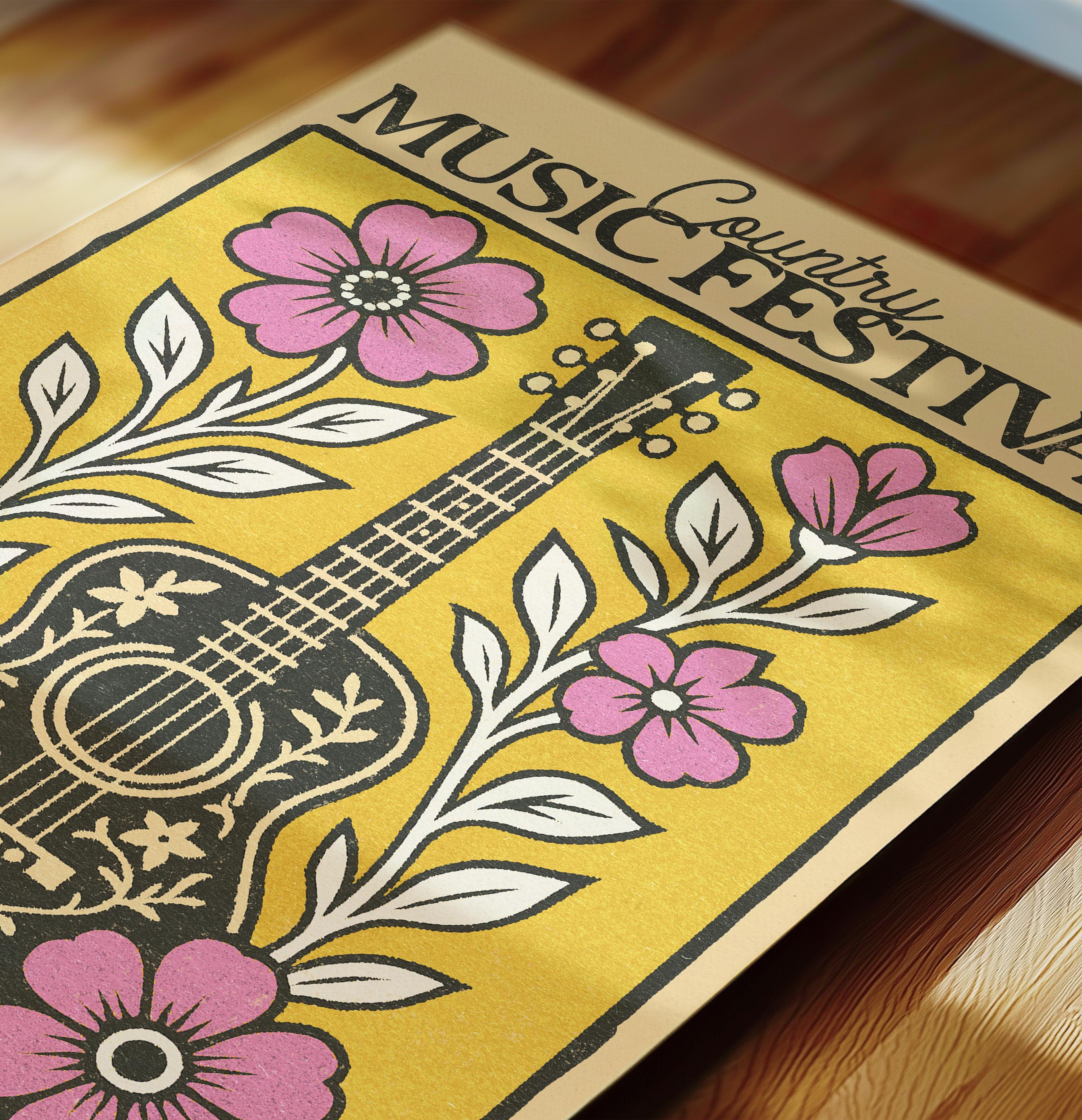 Country Wall Art, Retro Country Music Wall Art, Music Poster