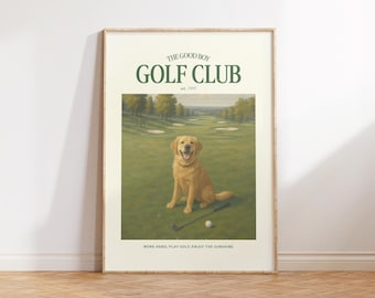 Retro Golf Club Wall Art, Dog Wall Art, Vintage Golf Print, Golf Poster, Golf Art, Gift for Golf Fans, Golf Memorabilia, Gift for Pet Golfer