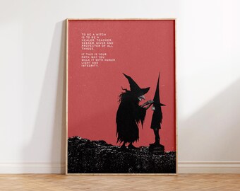 Arte mural "Ser bruja", literatura de brujas, decoración de brujas, arte divertido de brujas, regalos de brujas, lámina de bruja, malvada, imprimible de brujas, decoración de pared oscura