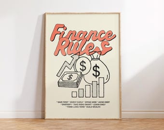 Retro Finance Wall Art, Wall Street Art, Money Wall Art, Finance Decor, Financial Art, Stock Market Art, Office Wall Decor, Finance Gift