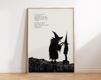 Arte mural "Ser bruja", literatura de brujas, decoración de brujas, arte divertido de brujas, regalos de brujas, lámina de bruja, malvada, imprimible de brujas, decoración de pared oscura