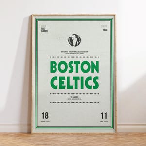 Celtics Wall Art, Boston Celtics, Vintage Basketball Print, Retro Basketball Poster, Gift for Celtics Fans, Sports Memorabilia, Sports Decor