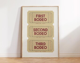 This Ain't My First Rodeo Print, Modern Farmhouse Wall Art, Eclectic Decor, Southwestern and Western Poster, Apartment Decor, Retro Typo