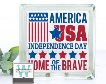 Vinyl Lettering Glass Block Decal Home Of The Brave