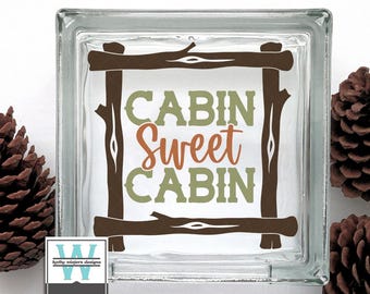 Vinyl Lettering Glass Block Decal Cabin Sweet Cabin