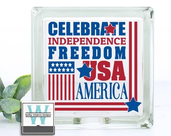 Vinyl Lettering Glass Block Decal Freedom