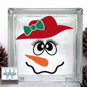 Vinyl Lettering Glass Block Decal Snowwoman