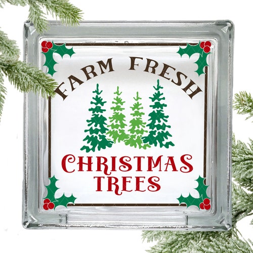 Vinyl Lettering Glass Block Decal Pine Trees Etsy