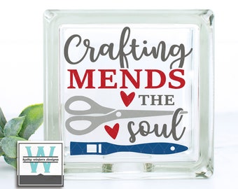 Vinyl Lettering Glass Block Decal Crafting Mends The Soul