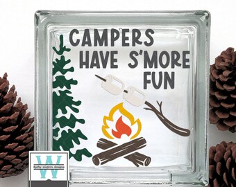 Vinyl Lettering Glass Block Decal Campers Have S'more Fun