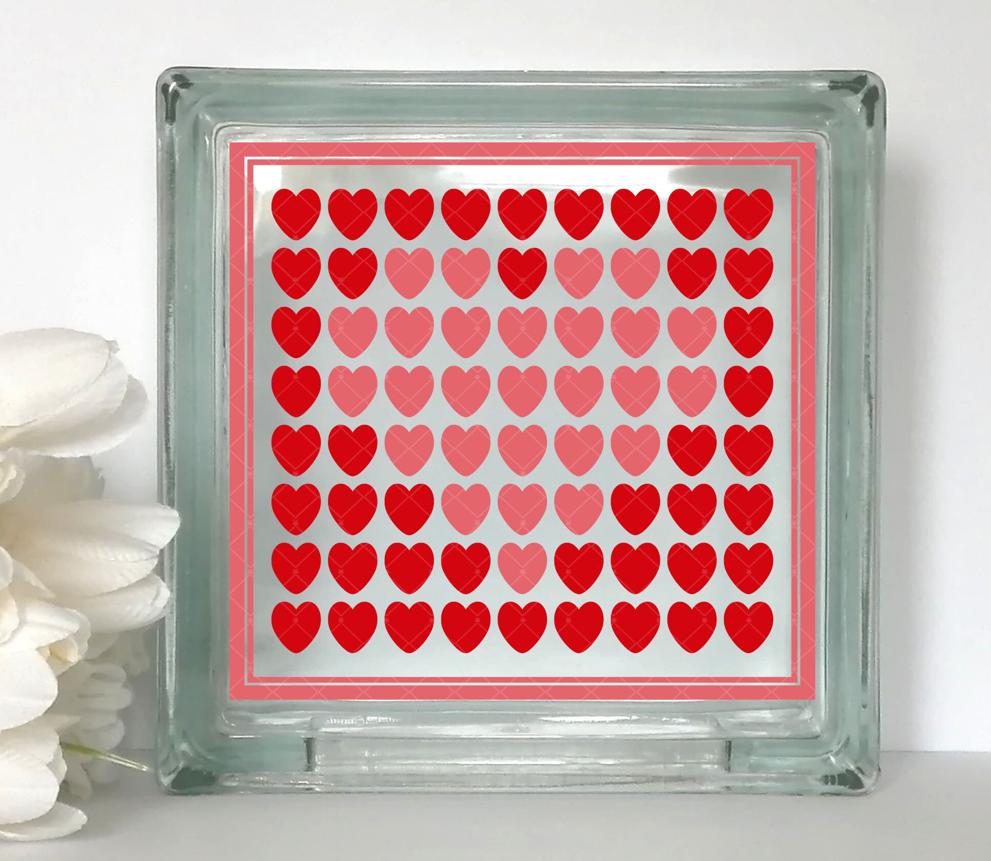 Vinyl Lettering Glass Block Decal Hearts Etsy