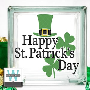 Vinyl Lettering Glass Block Decal St Patrick's Day