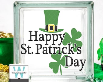 Vinyl Lettering Glass Block Decal St Patrick's Day