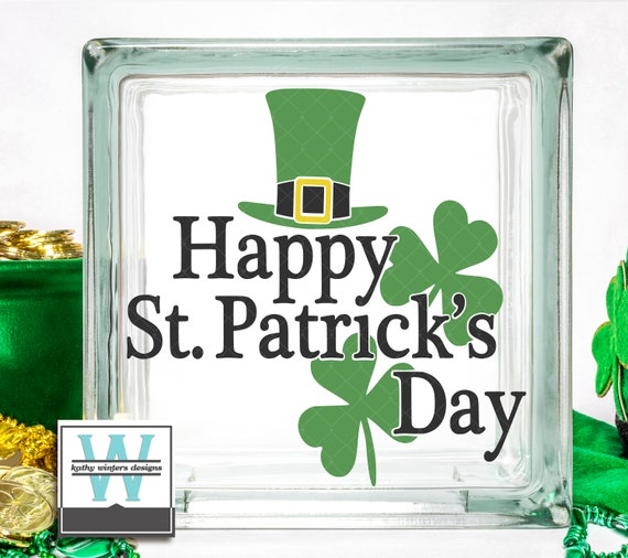 Vinyl Lettering Glass Block Decal St Patrick s Day Etsy