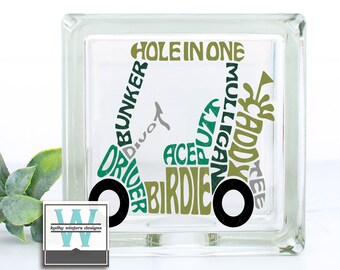 Vinyl Lettering Glass Block Decal Wordart Golf Cart