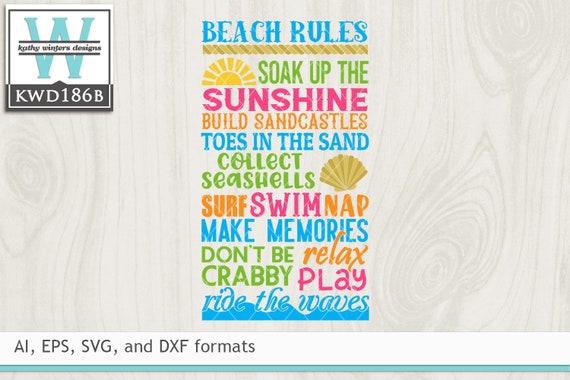 Svg Beach Cutting File Kwd186b Etsy