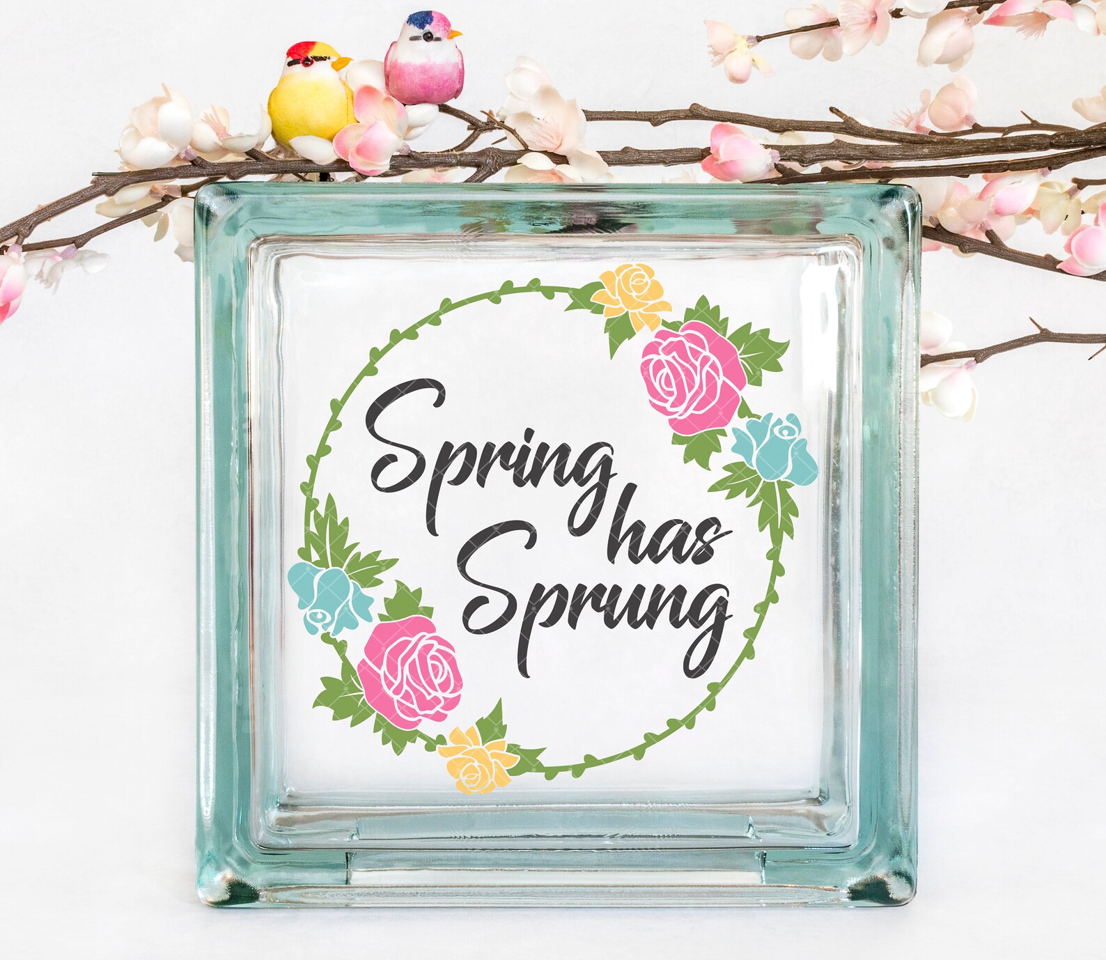 Vinyl Lettering Glass Block Decal Spring Has Sprung - Etsy