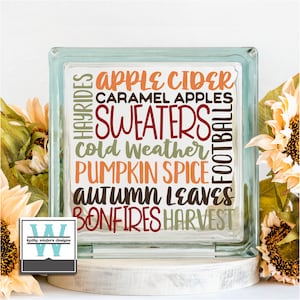 Vinyl Lettering Glass Block Decal Autumn Subway Art2