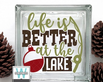 Vinyl Lettering Glass Block Decal Life Is Better At The Lake