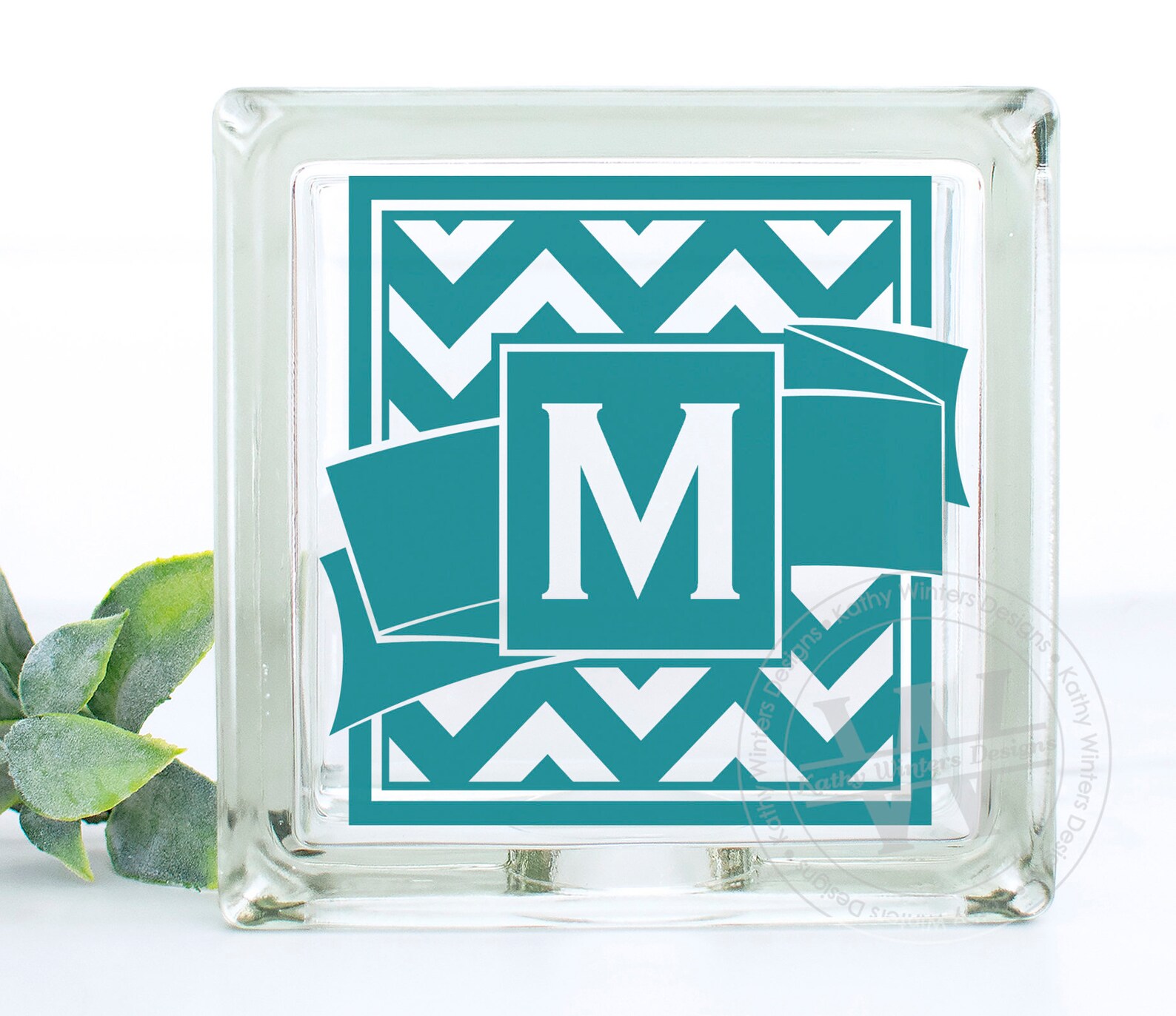 Vinyl Lettering Glass Block Decal Chevron Initial Etsy